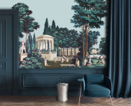 Papier peint panoramique Jardin Anglais polychrome . 1800-1804