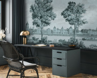 Panoramic wallpaper Paris monuments blue grey . 1812