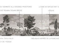 Panoramic wallpaper Views from Italy monochrome . 1823
