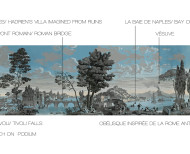 Panoramic wallpaper Views from Italy celestial blue . 1823