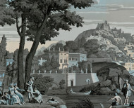 Panoramique Vues d'Italie bleu céleste . 1823