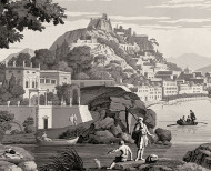 Panoramique Vues d'Italie monochrome . 1823