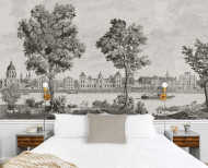 Panoramic wallpaper Paris monuments monochrome . 1812