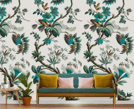 Tapete Fantasieblumen Cyan. 1799