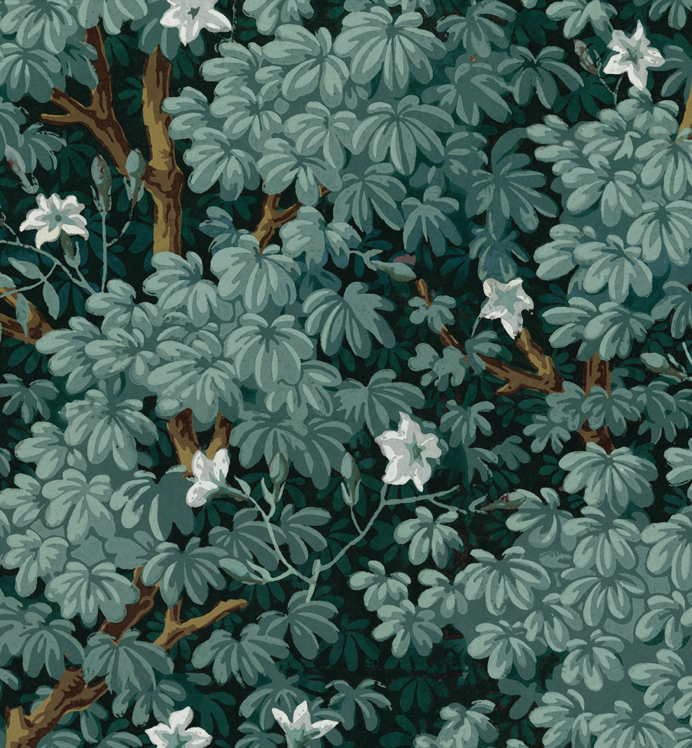 Papier peint décor Jasmin vert de gris . 1799