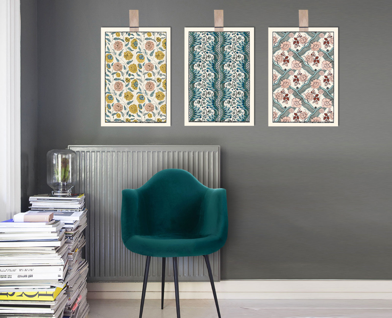 Trio de planches dominotées A3 blush bleu or . 1750