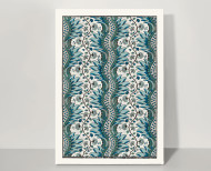 Feuille dominotée Oeillets bleus . 1750