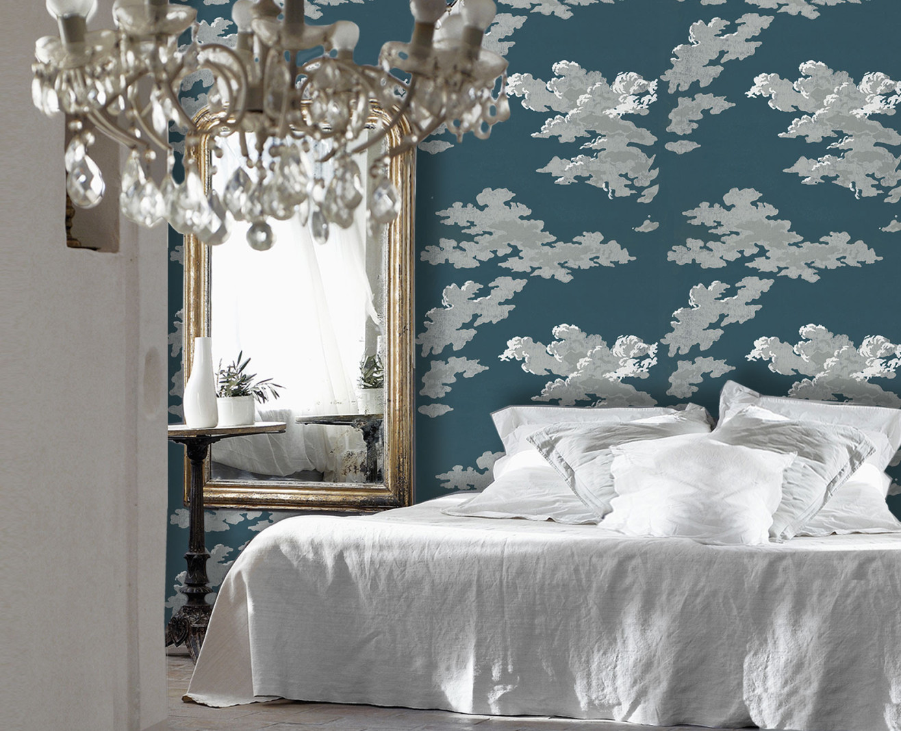 Papier peint décor Nuages bleu d'Anvers . 1815