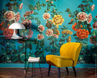 Panoramic wallpaper Hollyhocks . 1799