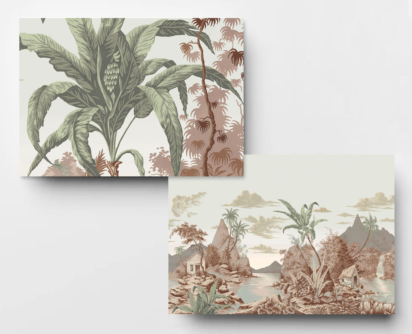 Papier peint panoramique Les Antilles polychrome . 1960