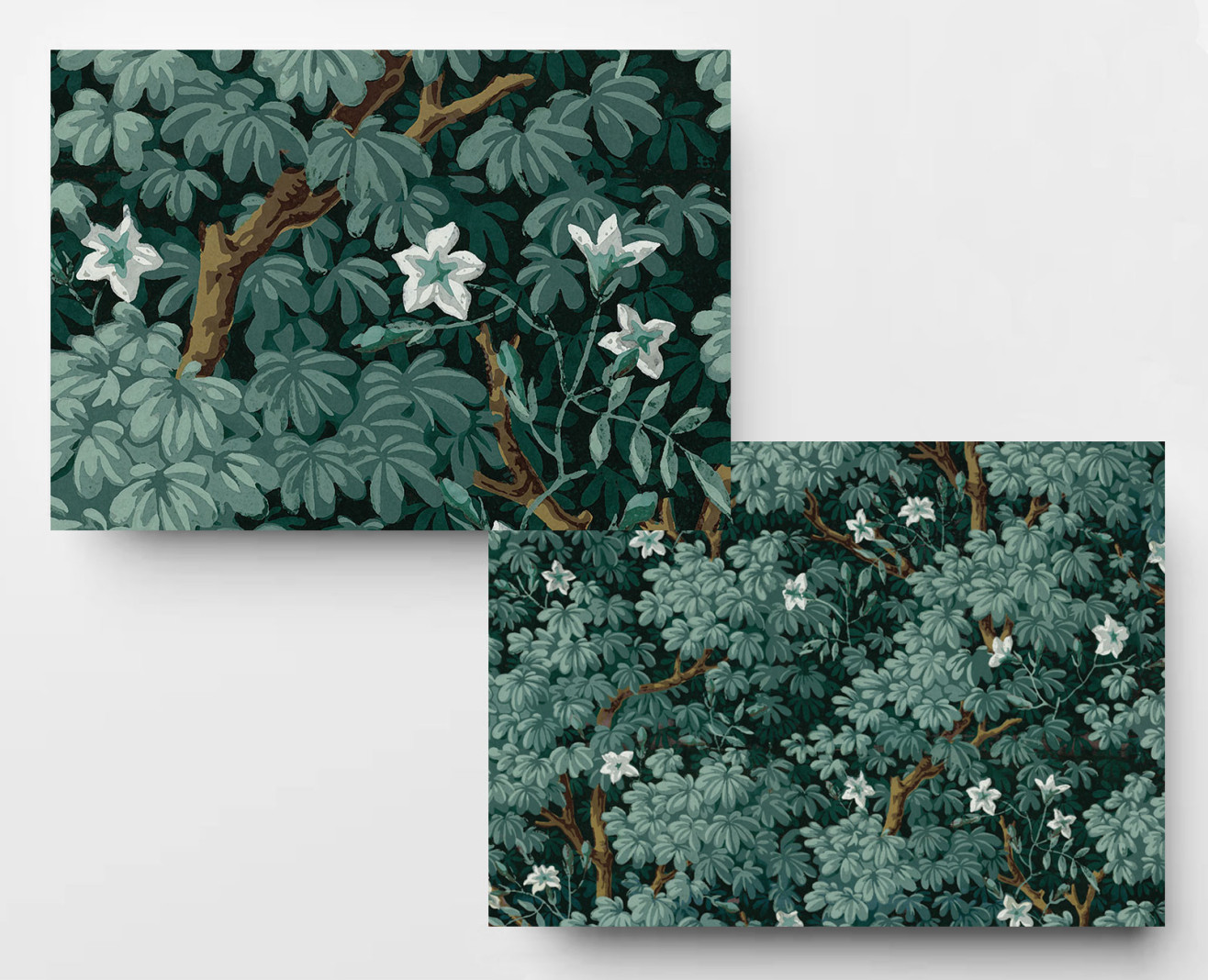 Papier peint décor Jasmin vert de gris . 1799