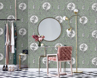 Wallpaper sage-green Medallions . 1867