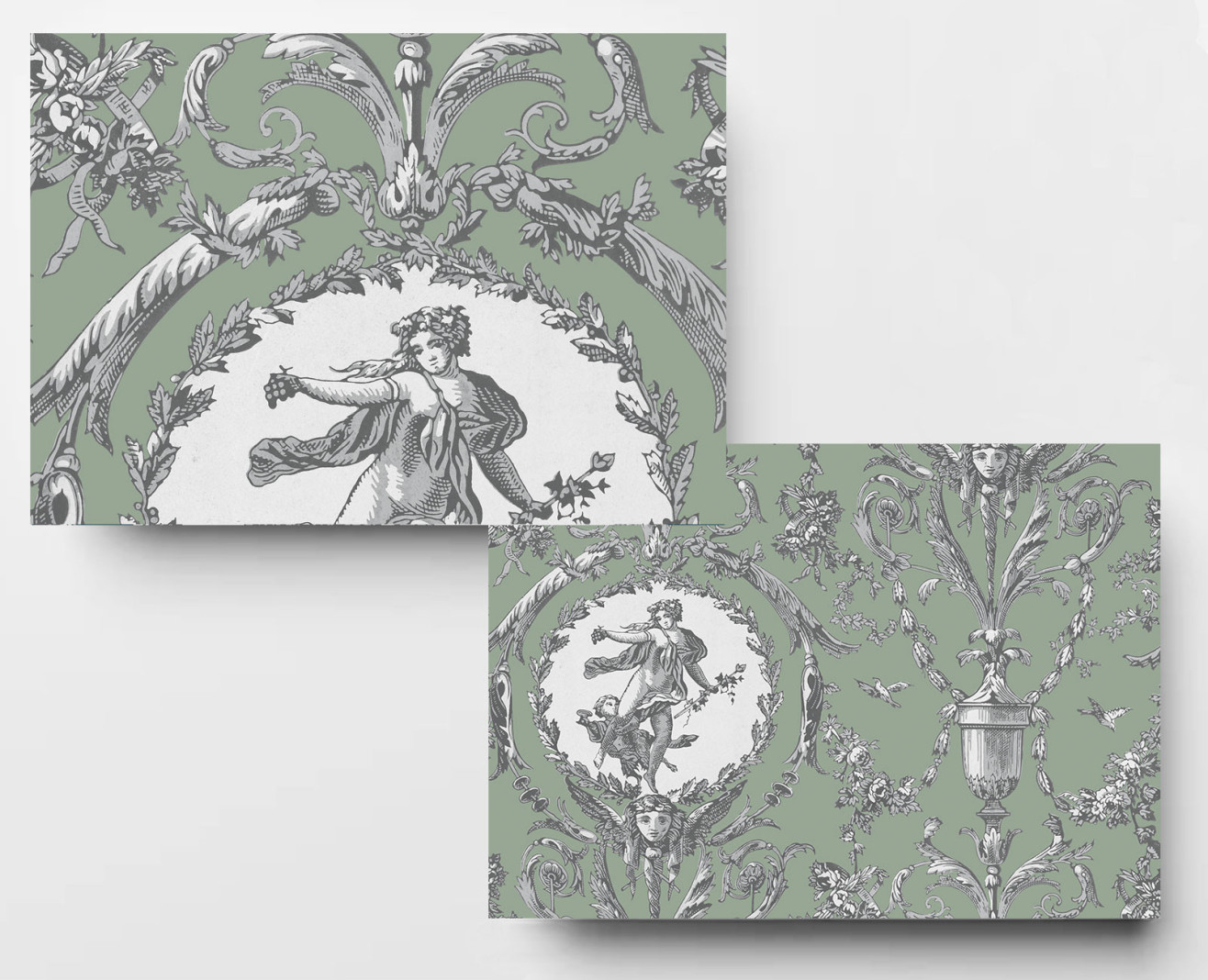 Papier peint Médaillons vert sauge . 1867