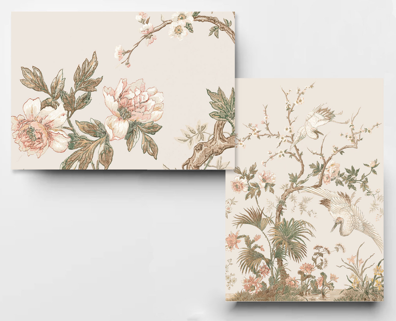 Papier peint panoramique Fleurs de prunier ivoire . 1889