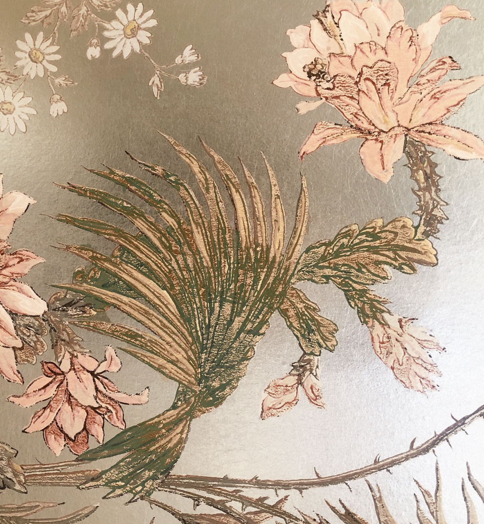 Papier peint panoramique à la feuille d'or Fleurs de prunier . 1889