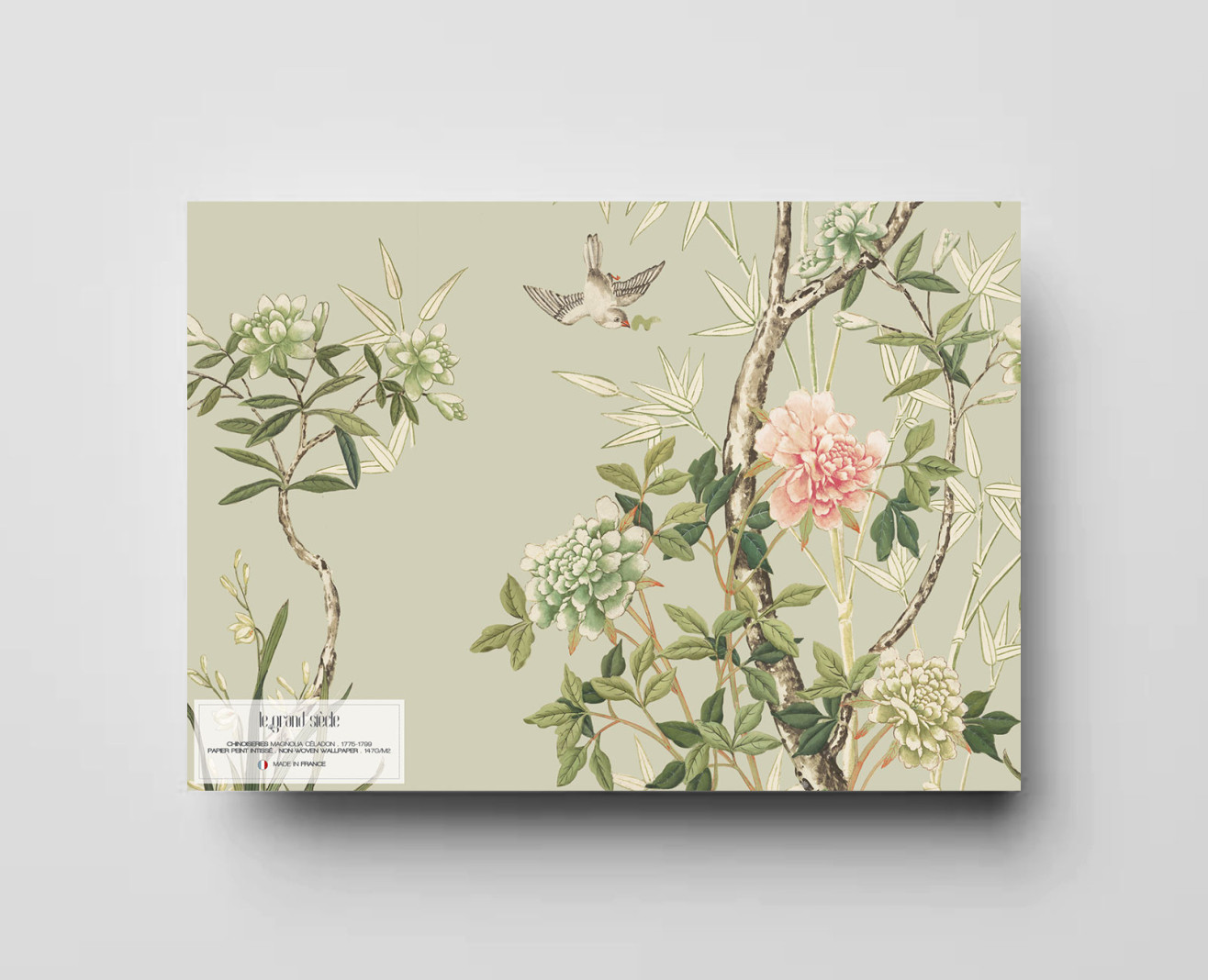 Papier peint chinois Magnolia céladon . 1775-99