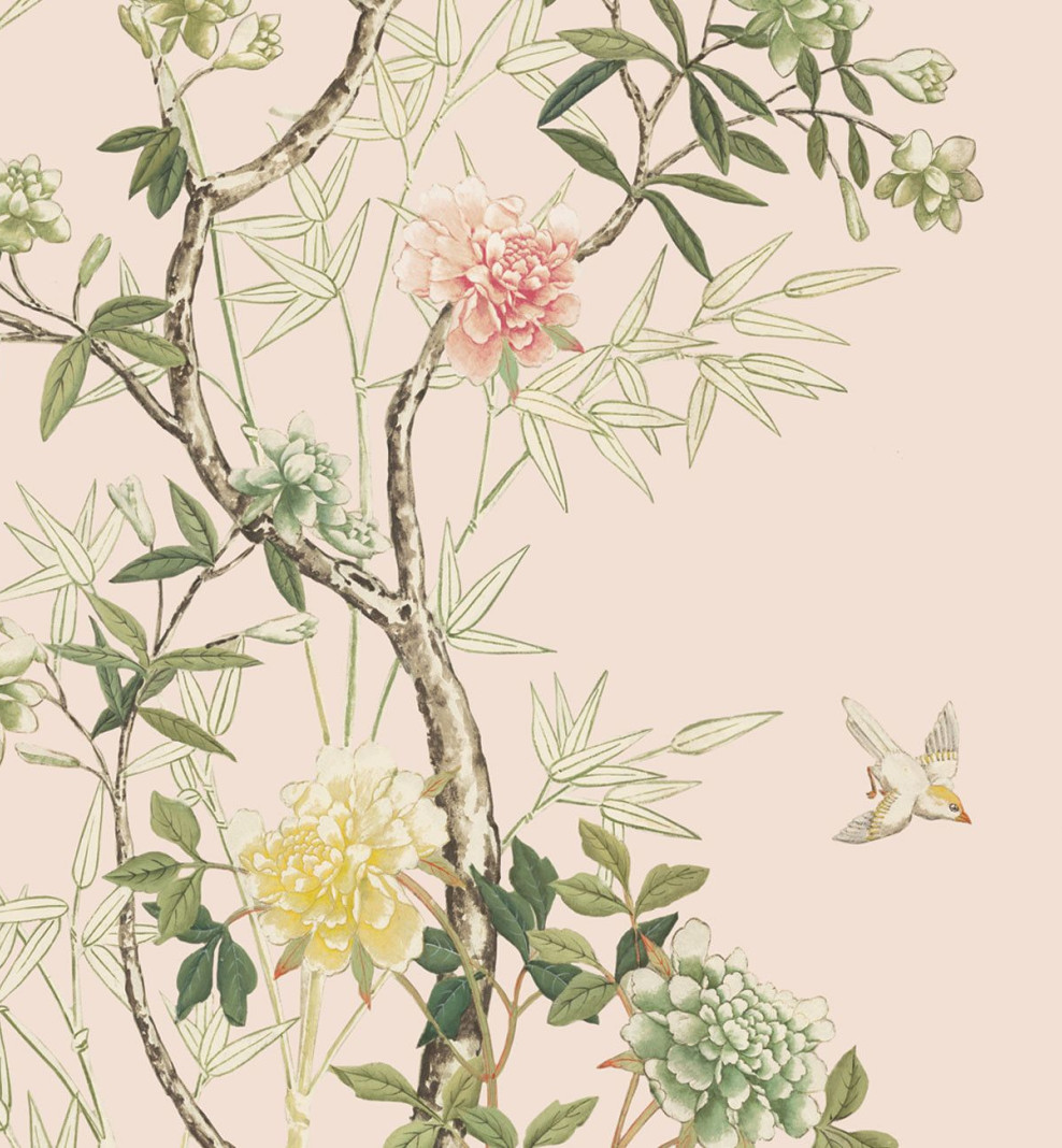 Chinese wallpaper Magnolia powder pink . 1775-1799