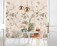 Papier peint panoramique Fleurs de prunier beige rosé . 1889