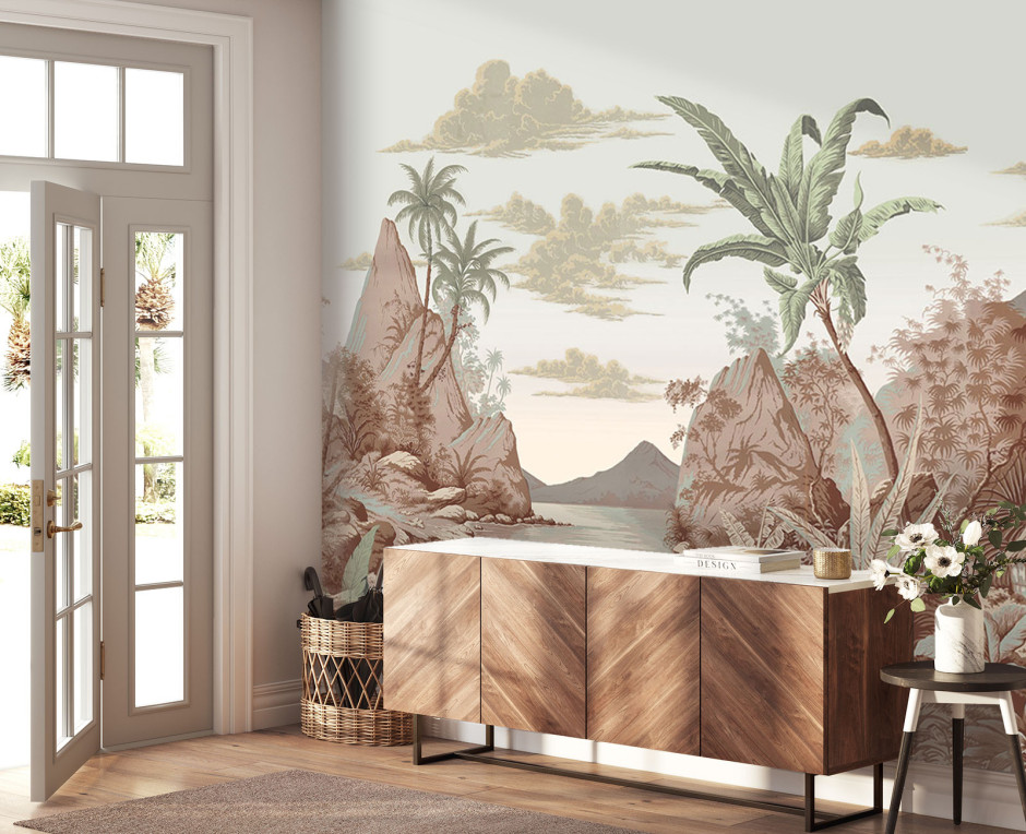 Panoramic wallpaper The west Indies polychrome . 1960