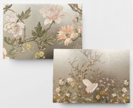 Papier peint panoramique à la feuille d'or pâle Grues japonaises . 1889