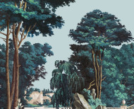Papier peint panoramique Jardin Anglais polychrome . 1800-1804