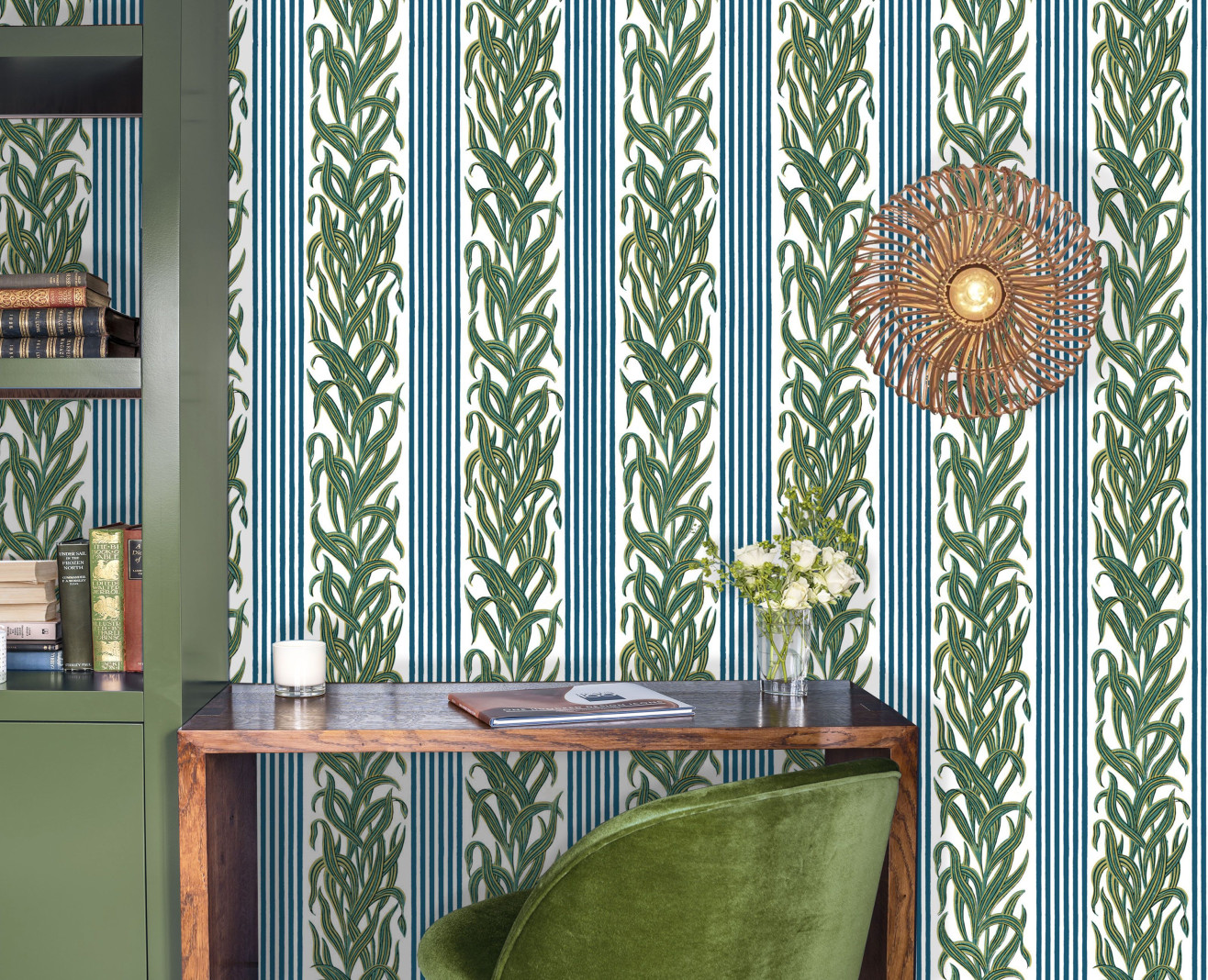 Wallpaper blue and green Josephine . 1800