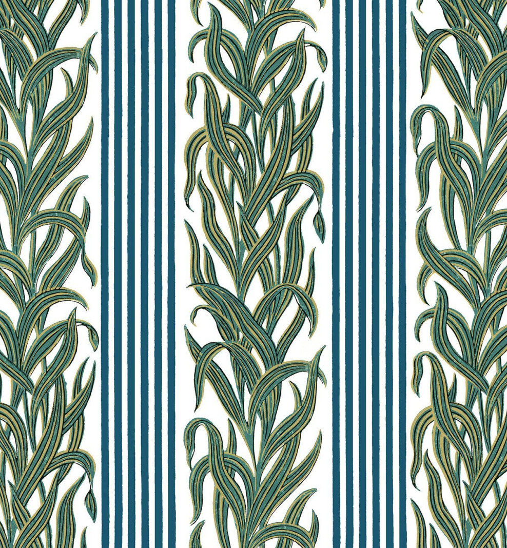 Papier peint Joséphine bleu et vert  . 1800