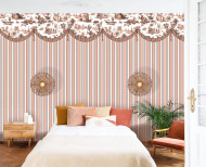 Wallpaper powder pink Imperial Toile de Jouy . 1790-1800