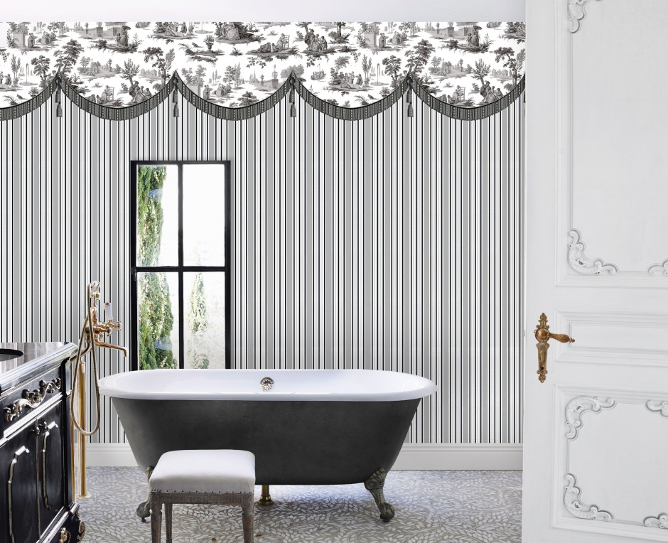 Wallpaper anthracite Imperial Toile de Jouy . 1790-1800