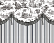 Papier peint toile de Jouy impériale graphite . 1790-1800
