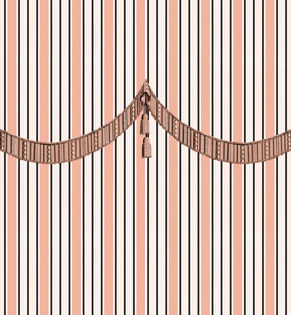 Papier peint Malmaison beige rosé . 1800