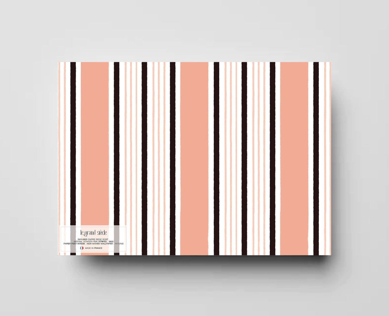 Papier peint rayures Empire beige rosé . 1800