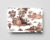 Papier peint toile de Jouy beige rosé . 1790-1800