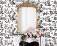 Wallpaper anthracite Toile de Jouy . 1790-1800