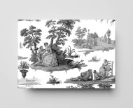 Tapete Anthrazitfarbenes Toile de Jouy . 1790-1800