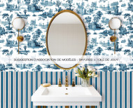 Papier peint rayures Empire bleu . 1800