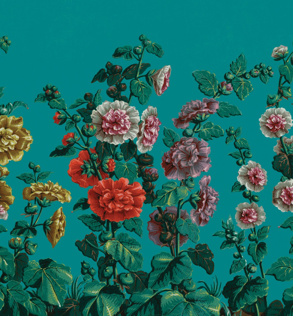 Papier peint panoramique Roses Trémières . 1799